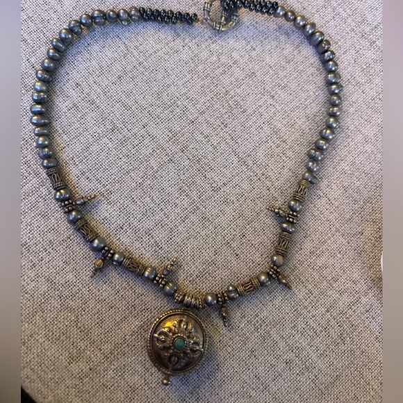 Jewelry - Artisan beaded necklace sun face charm - boho celestial box-style pendant